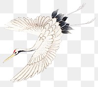 Vintage Japanese crane png sticker illustration, remixed from public domain artworks