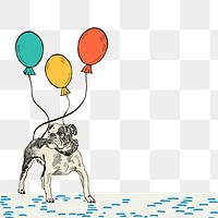 Birthday png border with pit-bull and balloons