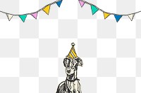 Greyhound png border cute dog in birthday cone hat