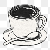 Coffee png sticker in vintage sketch