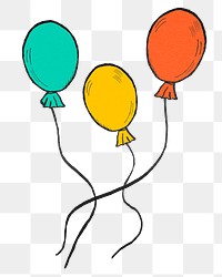 Balloons png colorful sticker in birthday party theme