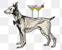 Birthday png dog sticker greyhound with martini glasses