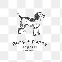 Boutique png in minimal style for business with vintage dog beagle illustration