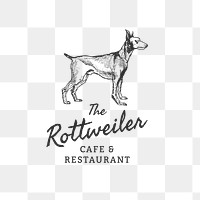 Restaurant logo png in minimal style for business with vintage dog rottweiler illustration