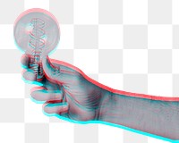 Lightbulb png hand holding in double color exposure effect