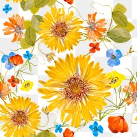 Png vintage floral seamless pattern transparent background, remixed from public domain artworks