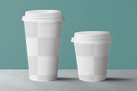 Coffee cup png transparent mockup on green backdrop 