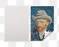 Aesthetic post stamp png, stationery, Van Gogh painting on transparent background