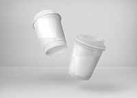 Coffee cup png transparent mockup on gray backdrop