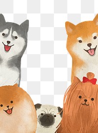 Dog png border frame with cute pooches 