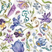 Floral png pattern in purple pastel vintage style