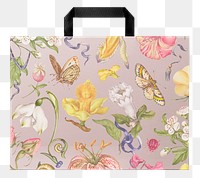 Png shopping bag in pink floral vintage style