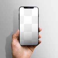Phone png screen mockup with hand holding