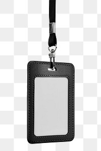 ID card png mockup with black leather lanyard