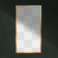 Frame png mockup in gold on the wall