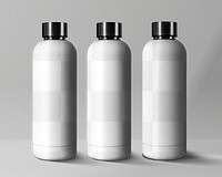 Bottle png mockup in stainless steel in minimal design