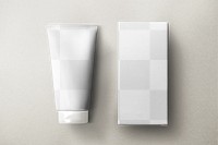 Skincare tube png mockup with packaging box for beauty brands