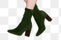 Boots png shoes mockup in green velvet high heels design