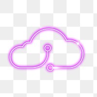 Pink neon cloud icon png design element