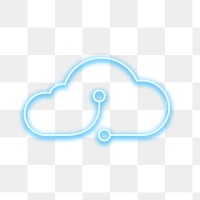 Blue neon cloud icon png design element
