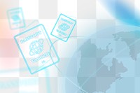 Covid-19 vaccine passport border png smart technology background in blue