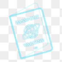 Covid-19 vaccine certificate passport png blue neon graphic