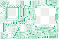 Smart microchip technology background png in gradient green