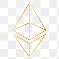 Ethereum blockchain cryptocurrency icon png in gold open-source finance concept