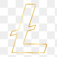Litecoin blockchain cryptocurrency icon png in gold open-source finance concept