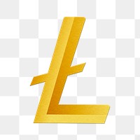 Litecoin blockchain cryptocurrency icon png in gold open-source finance concept