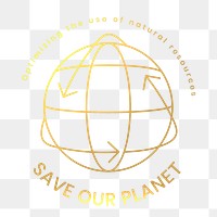 Global environmental logo png with save our planet text