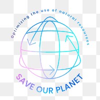 Global environmental logo png with save our planet text