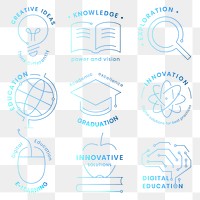 Education technology logo png in blue graphic set