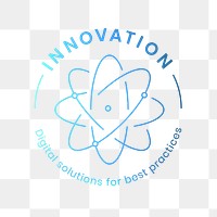 Innovation education logo png with atom science graphic