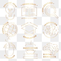 Education technology logo png in gold graphic set