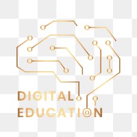 Digital education logo png with AI brain graphic