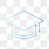 Graduation cap education icon png blue digital graphic