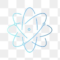 Atom science education icon png blue digital graphic