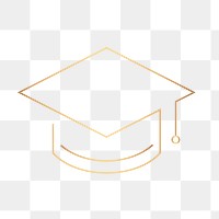 Graduation cap education icon png gold digital graphic