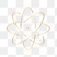 Atom science education icon png gold digital graphic