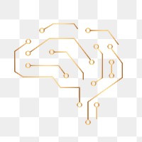 AI technology education icon png gold digital graphic