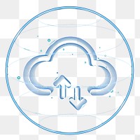 Cloud network png technology icon in blue