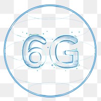 6g connection png technology icon in blue
