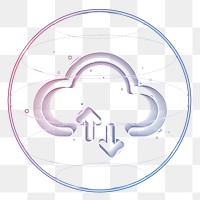Cloud network png technology icon in neon
