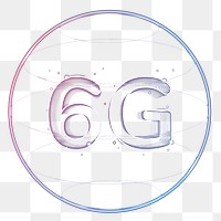 6g connection png technology icon in neon