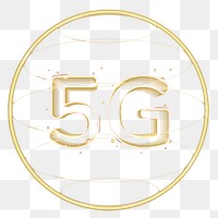 5g network png technology icon in gold
