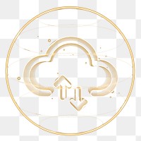 Cloud network png technology icon in gold