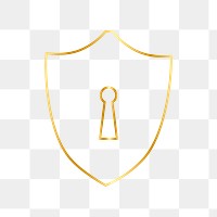 Shield lock icon png in gold tone