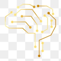 AI technology connection brain icon png in gold digital transformation concept