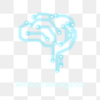 AI brain logo png in blue for tech company